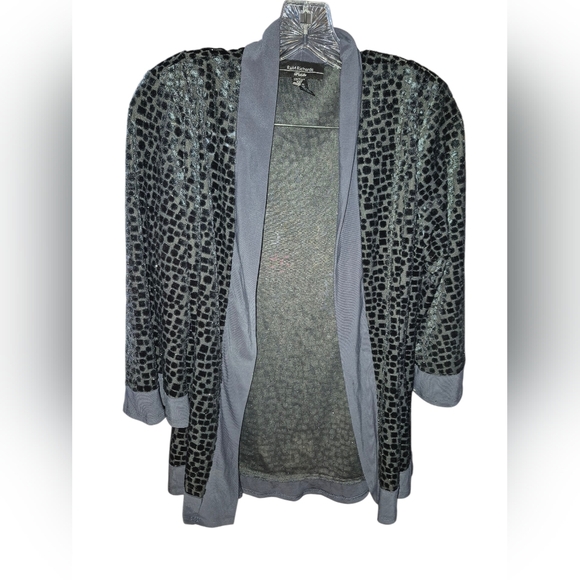 R&M Richards Purple Patterned Opened Cardigan Sweater - Picture 1 of 3